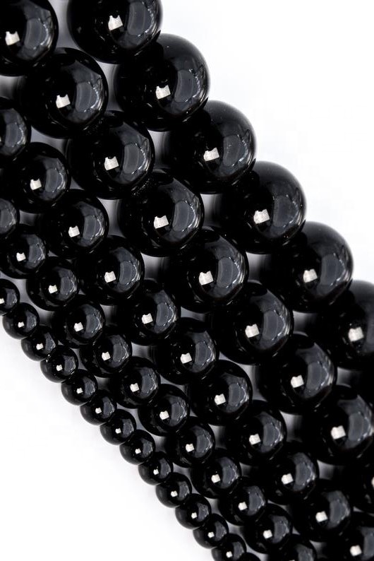 Black Agate Beads Genuine Natural Gemstone Redondo Perlas sueltas 6mm 8mm 10 mm Opciones de lote a granel 35