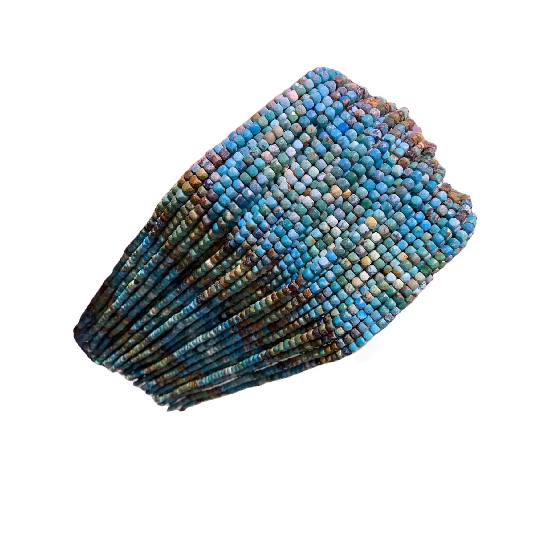 Natural turquoise perlur ósvikinn grænblár faceted teningur Square laus gemstone perlur 7