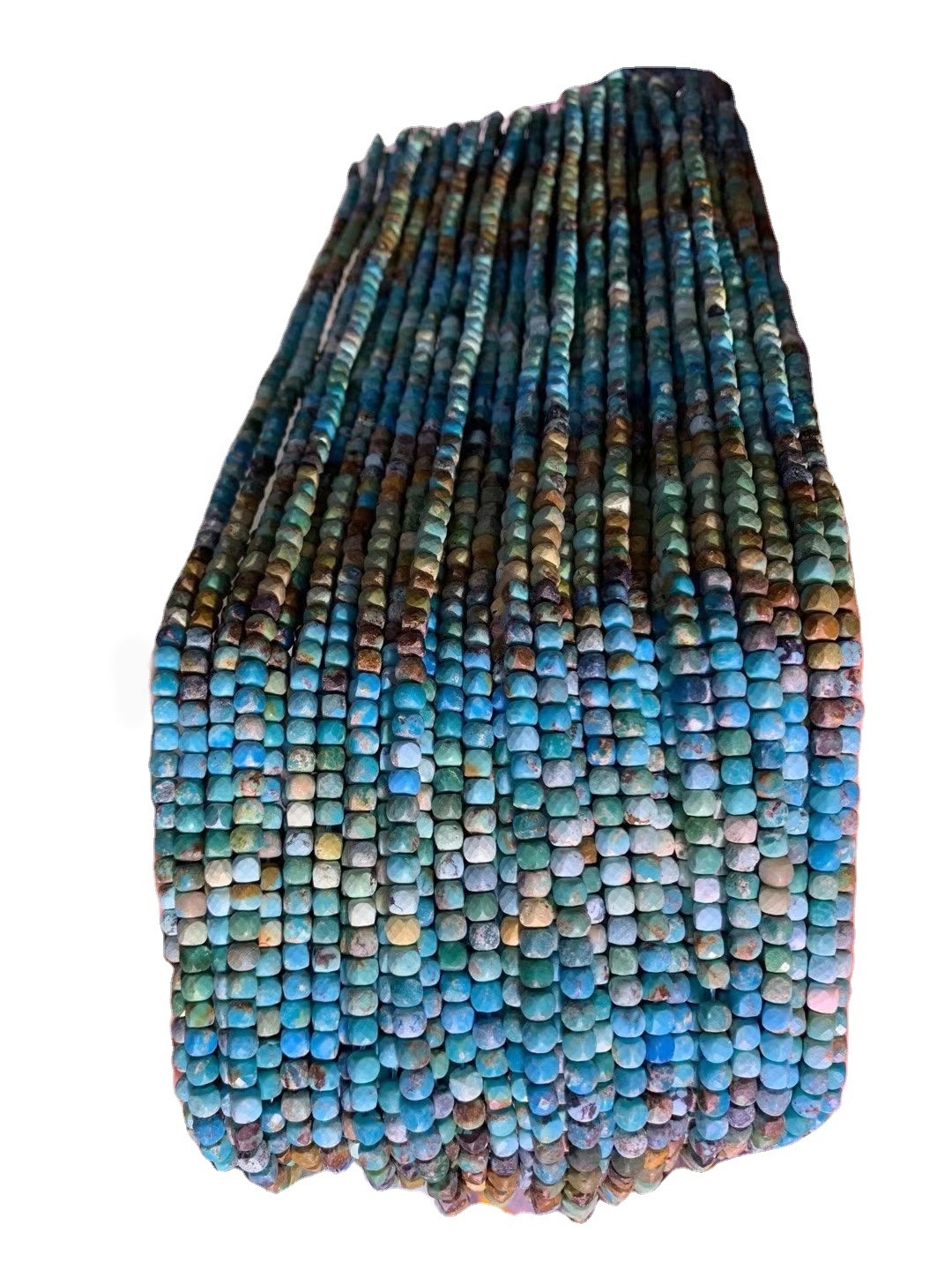 Natural turquoise perlur ósvikinn grænblár faceted teningur Square laus gemstone perlur 9