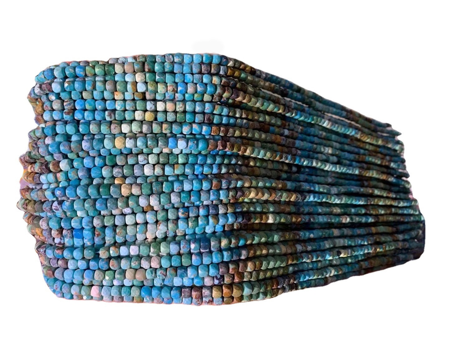 Natural turquoise perlur ósvikinn grænblár faceted teningur Square laus gemstone perlur 11