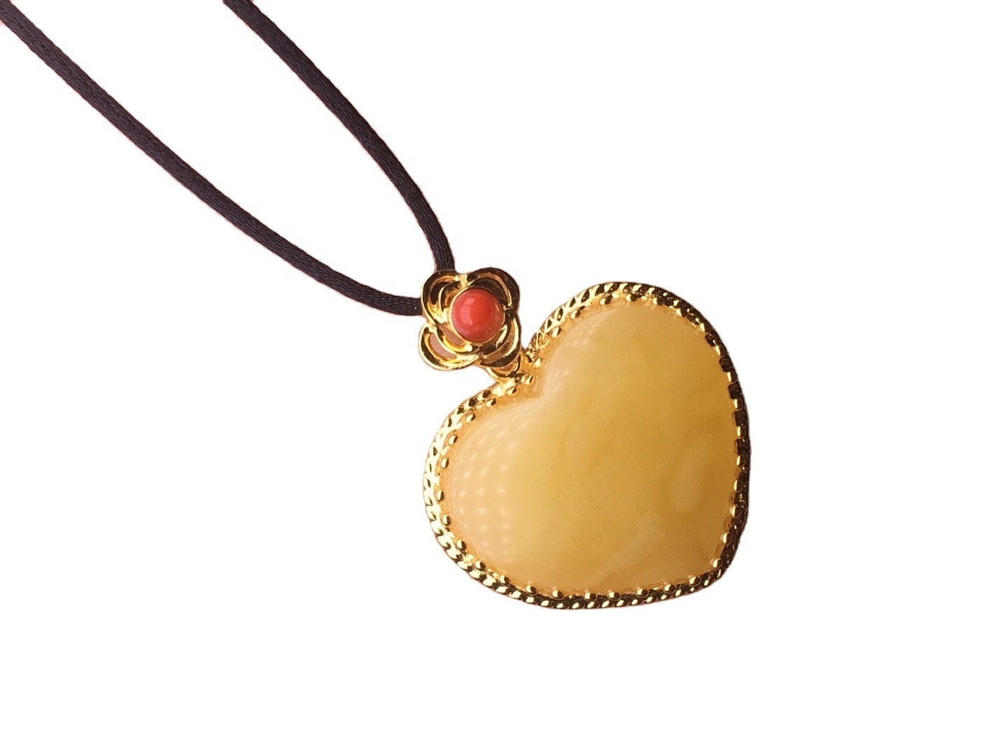 இதய வடிவிலான நன்ஹாங் ஸ்டோன் தங்கம் அம்பர் பதக்கத்தை பூசியது 9