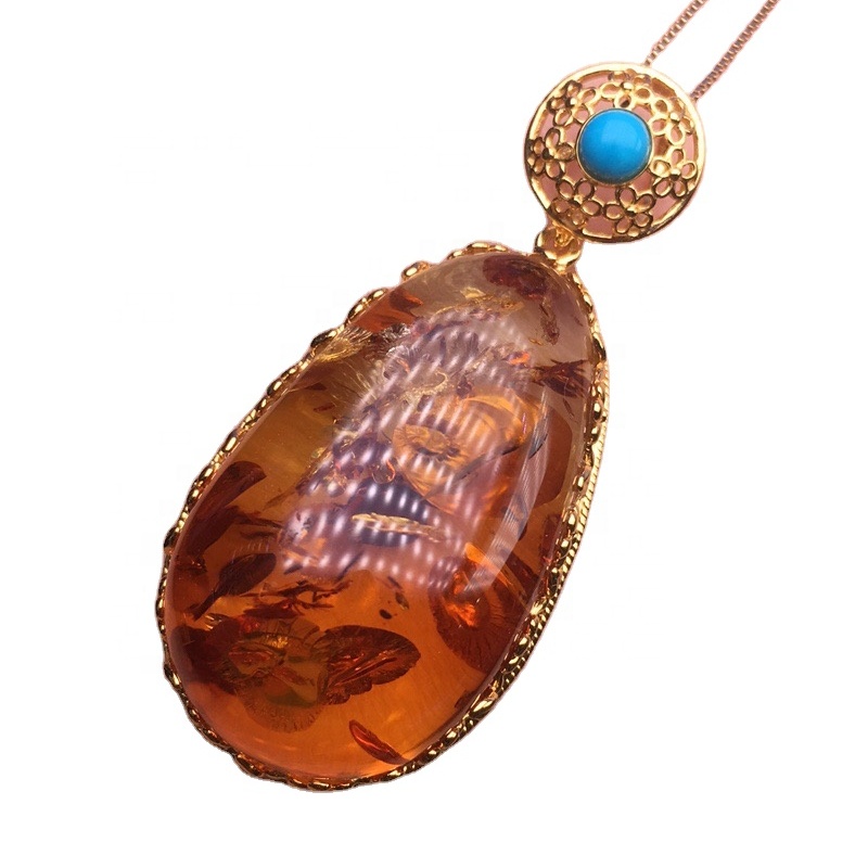 இறந்த இலை வடிவம் நீல ஸ்பினல் agate pendant 7