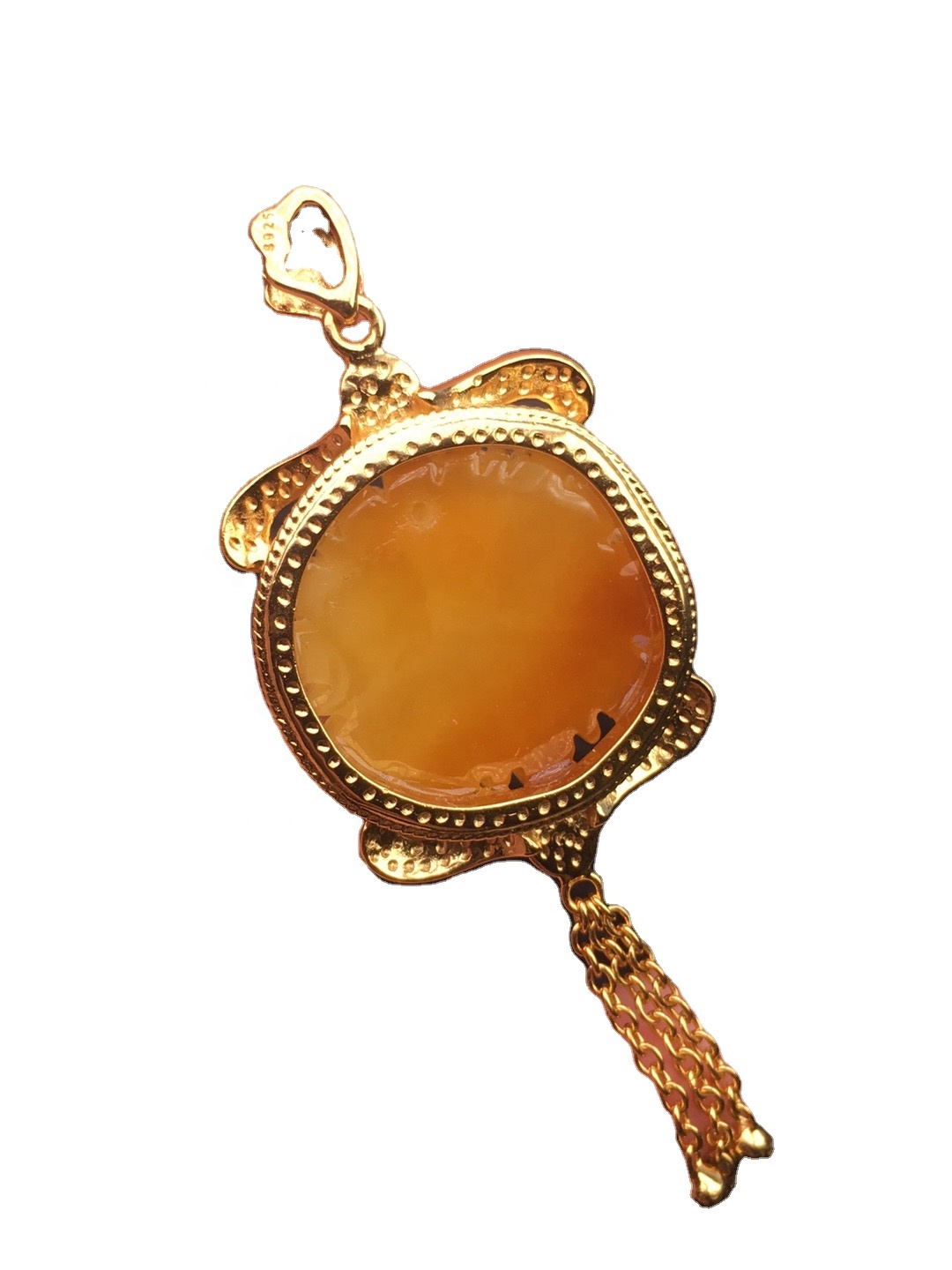 மலர் போன்ற நன்ஹாங் கல் தங்கம் பூசப்பட்ட அம்பர் பதக்கத்தை 35