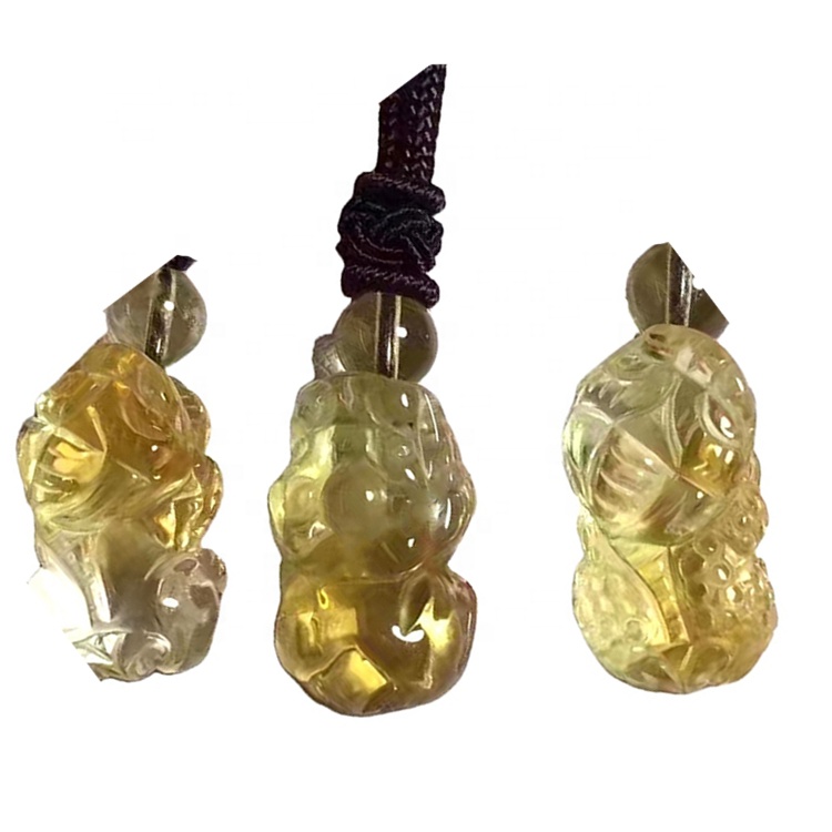 Citrine Quartz Carved Buddha Statue Beadle Beads 30