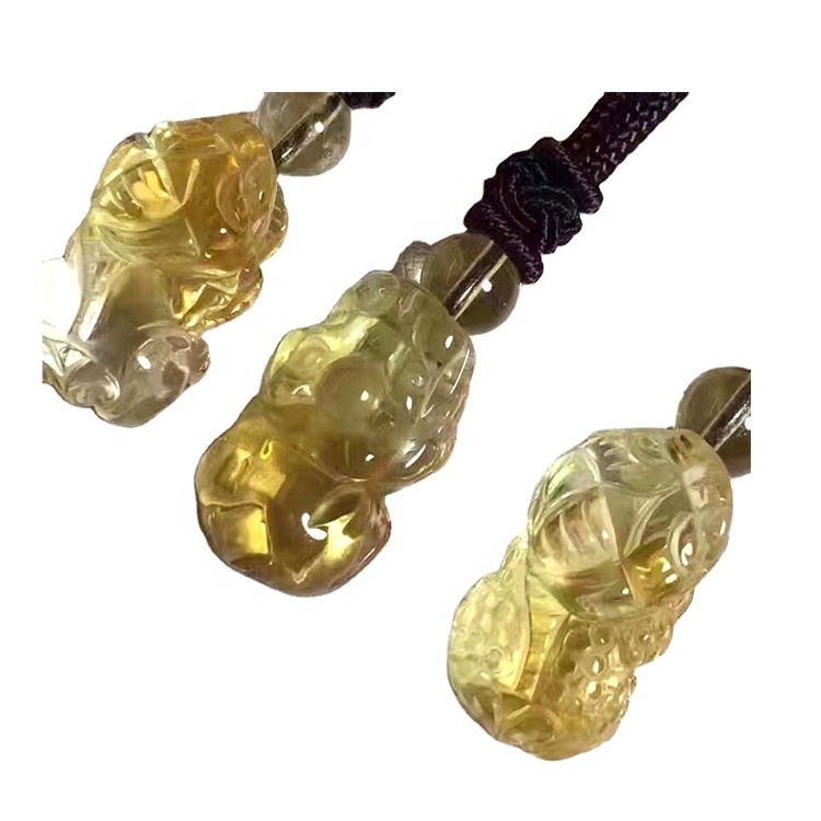 Citrine Quartz Carved Buddha Statue Beadle Beads 32