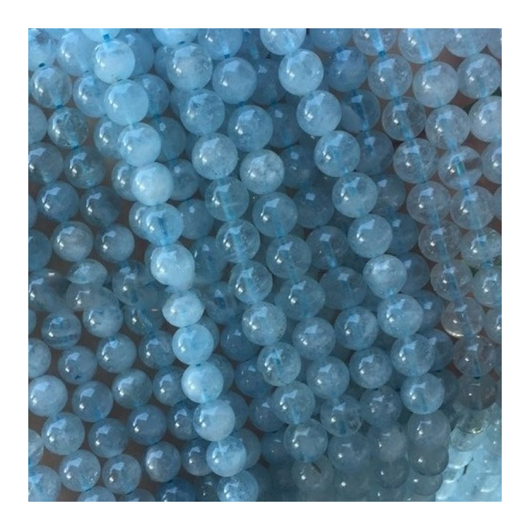 14mm Natural Milky Aquamarine Bolas redondas Perlas sueltas 19