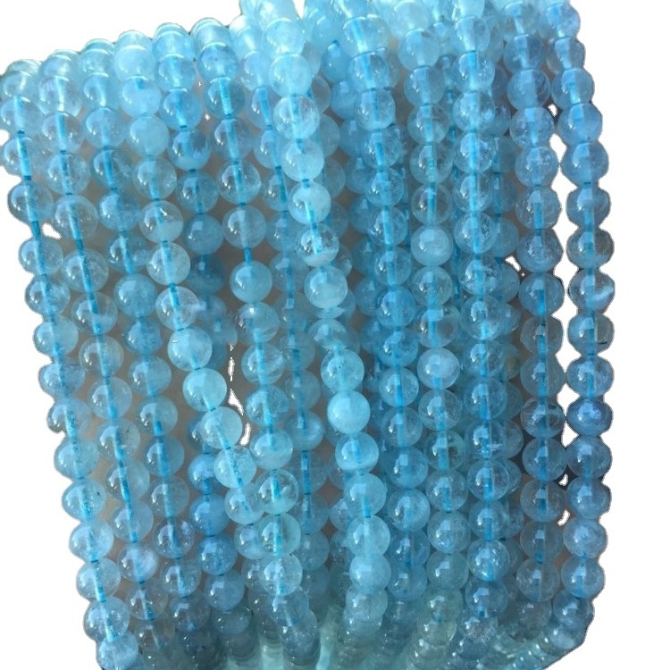 14mm Natural Milky Aquamarine Bolas redondas Perlas sueltas 21