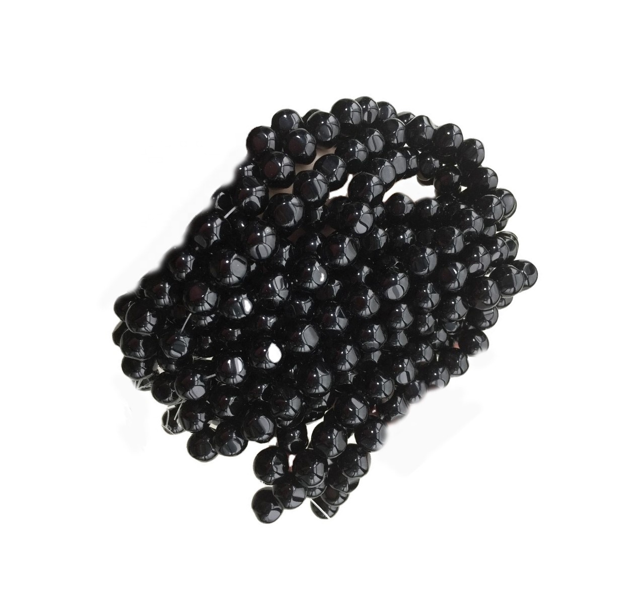 Pravi prirodni crni agat labavi perli Micro Faceed Okrugli oblik 7