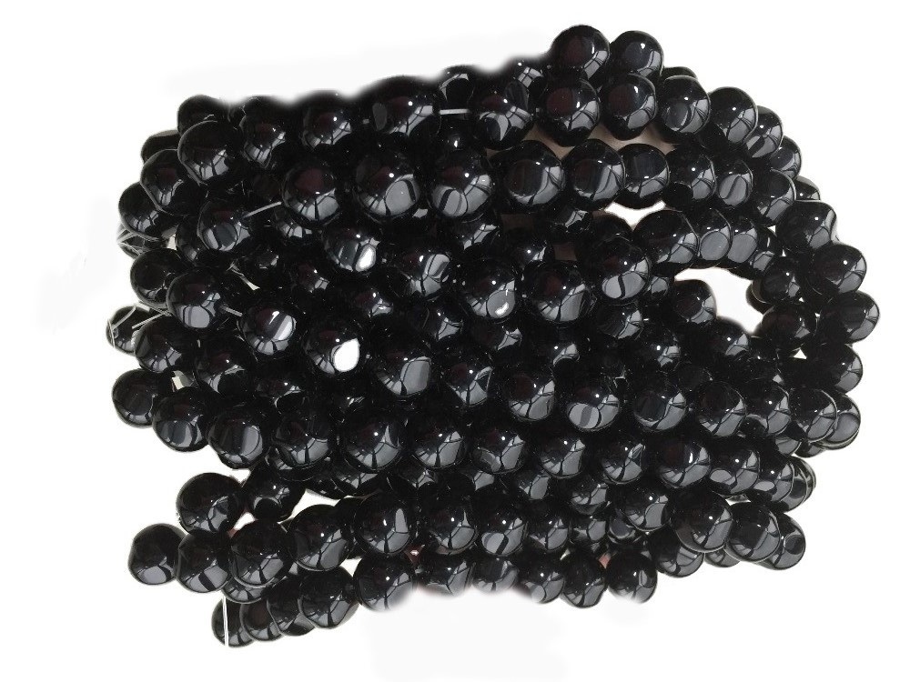 Pravi prirodni crni agat labavi perli Micro Faceed Okrugli oblik 9