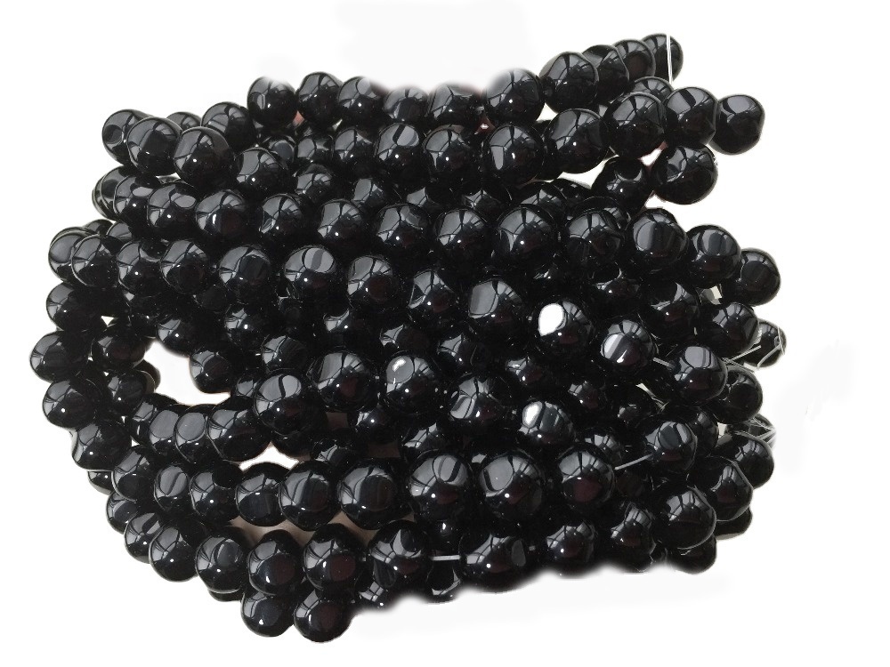 Pravi prirodni crni agat labavi perli Micro Faceed Okrugli oblik 11