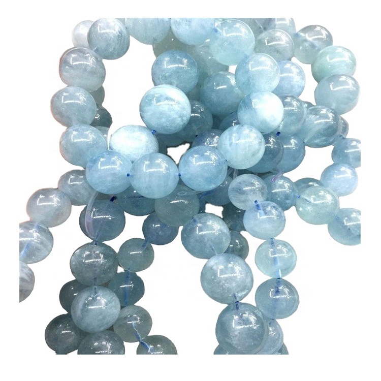 Gwerthu Hot-Sale Naturiol Glas Aquamarine Breichled Rownd Gleiniau Gemstone 7