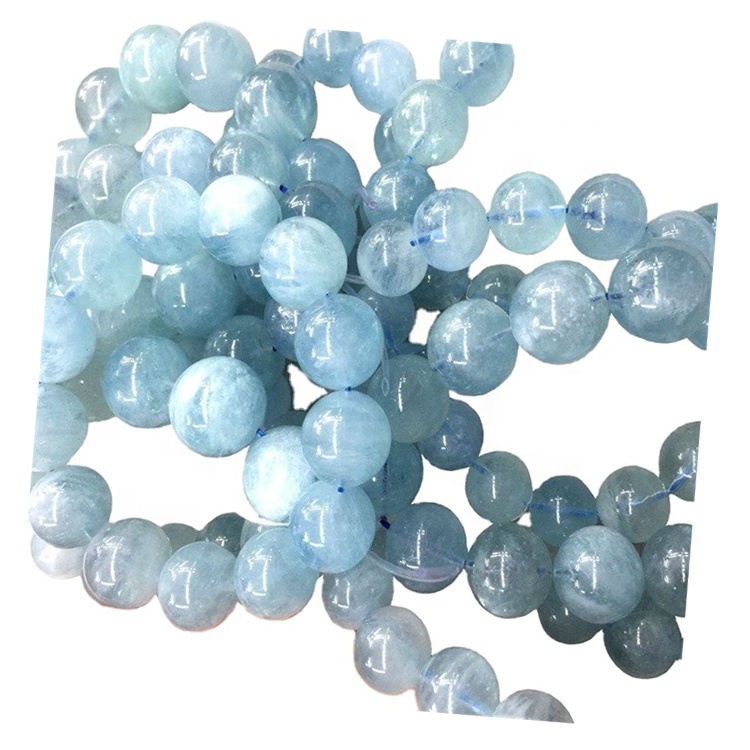 Gwerthu Hot-Sale Naturiol Glas Aquamarine Breichled Rownd Gleiniau Gemstone 11