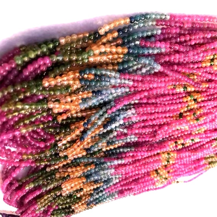 24Inch Top kualitas Tourmaline Rubellite Round Perhiasan Bunder 33