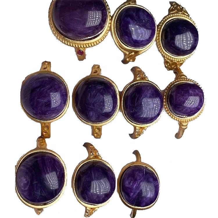 Natuerlike sjarmante charoite ring ovale foarmje kostbere charoite emstone ring sieraden 7