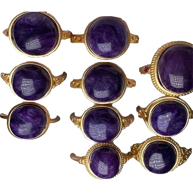 Natuerlike sjarmante charoite ring ovale foarmje kostbere charoite emstone ring sieraden 11
