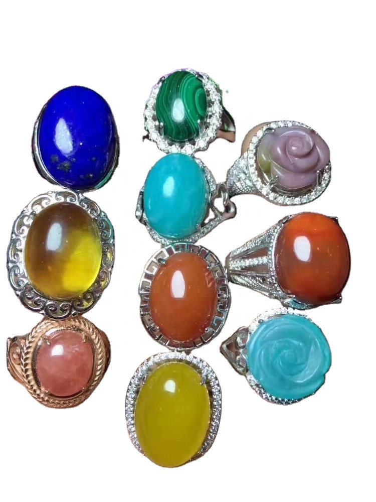 925 حلقه سنگ قبر نقره ای عمده فروشی 32