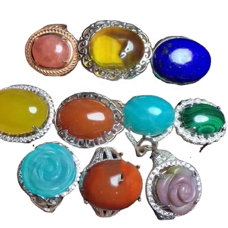 925 حلقه سنگ قبر نقره ای عمده فروشی 34