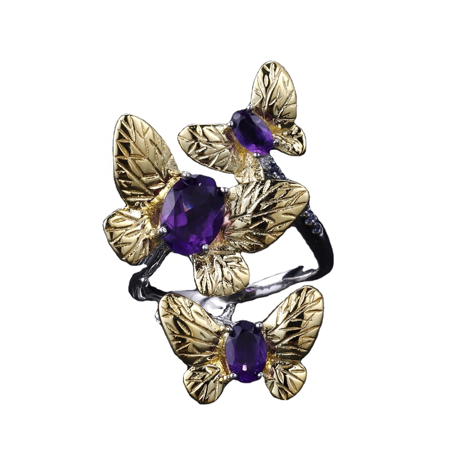 Flinterfoarmige Gold-plated Amethyst Ring 8