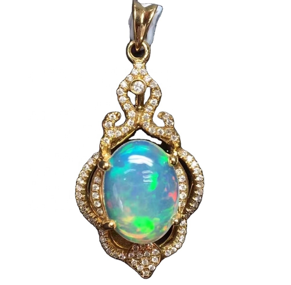 Naturlig skinnende fargerik Diamond Opal Anheng Gemstone Smykker 33