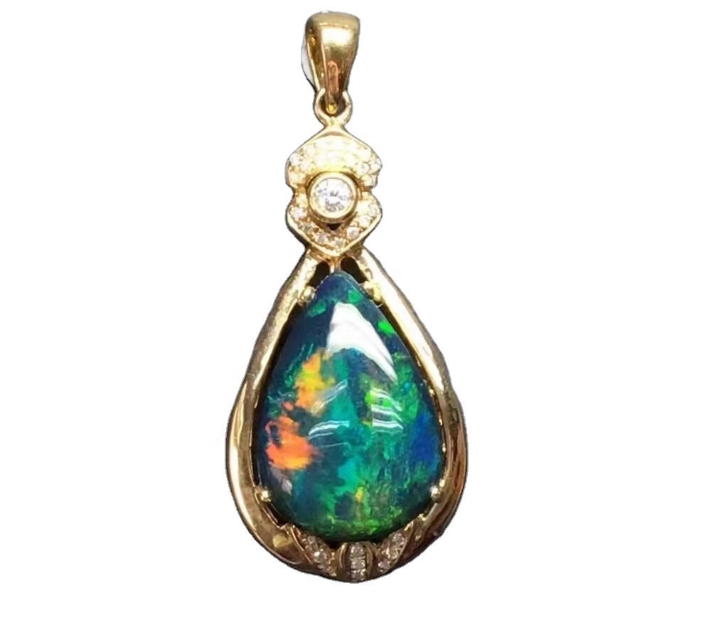 Naturlig skinnende fargerik Diamond Opal Anheng Gemstone Smykker 35