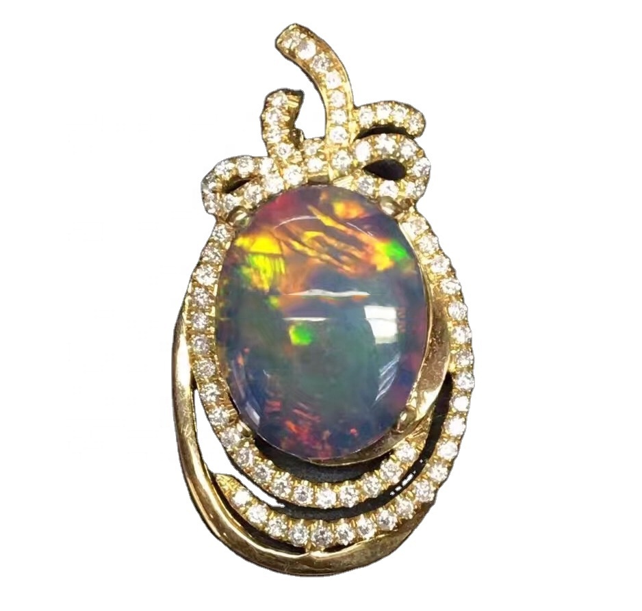 Naturlig skinnende fargerik Diamond Opal Anheng Gemstone Smykker 31