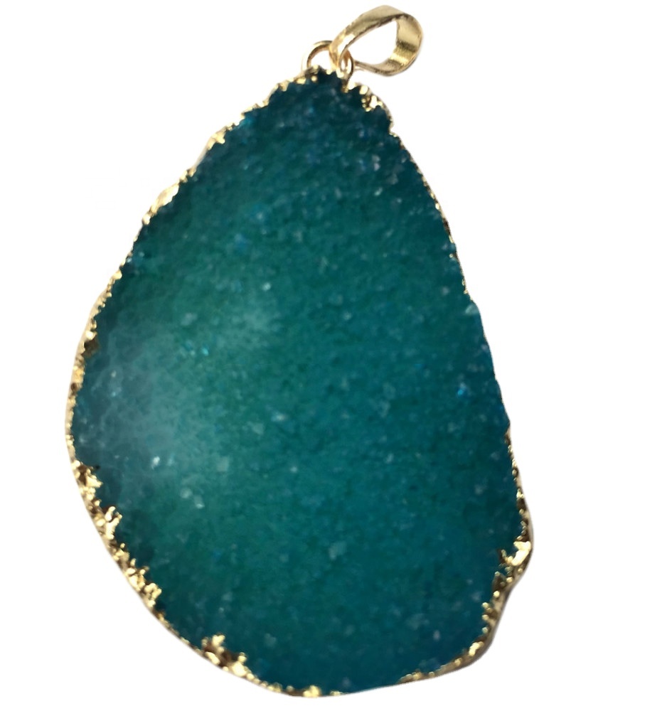 Dûbel twa Hoop Druzy Stones Natuurlical Amethyst Quartz Stone Druzy Slice Pendant 30