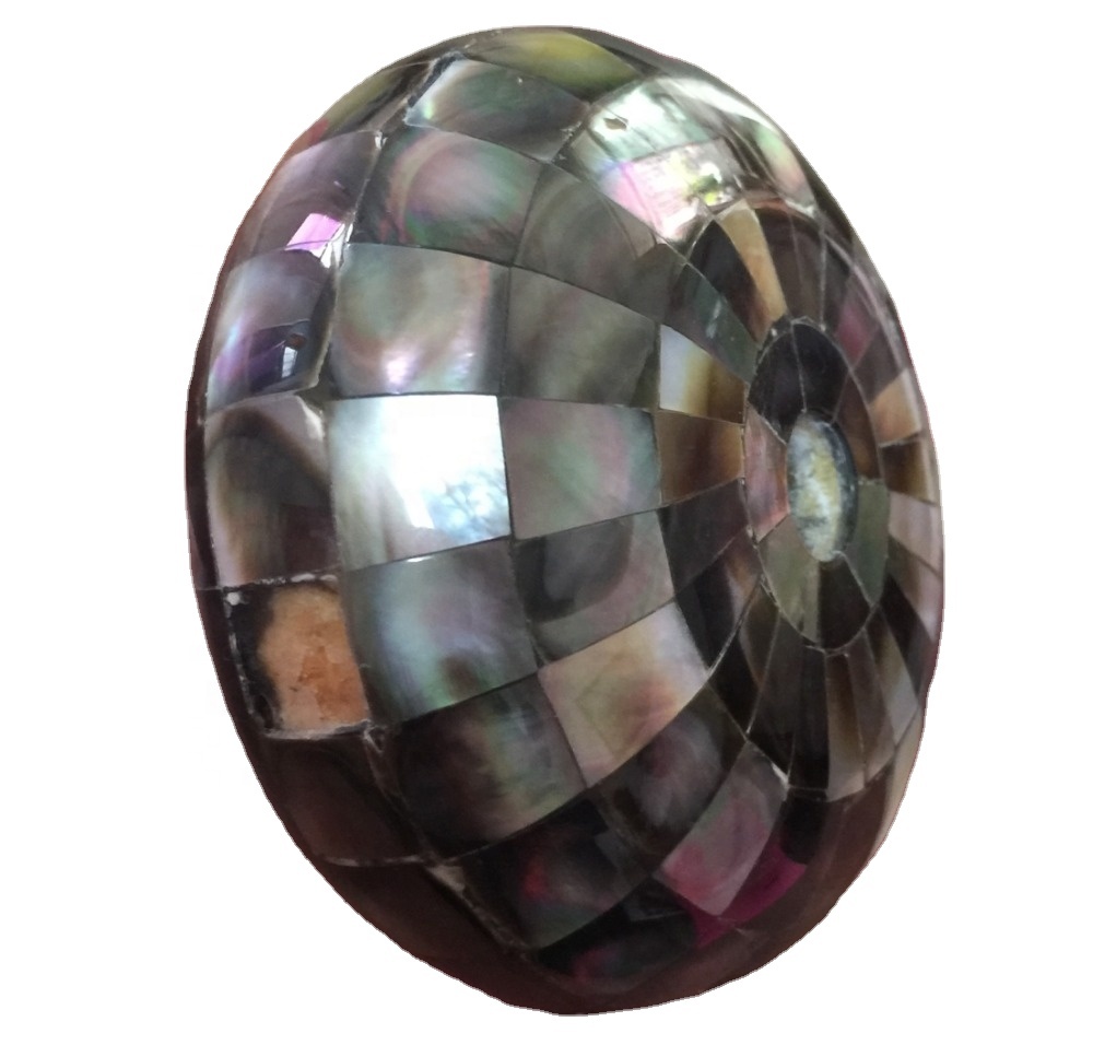 Paua Shell + MOP Mosaic Charker Forma redonda Beads 32