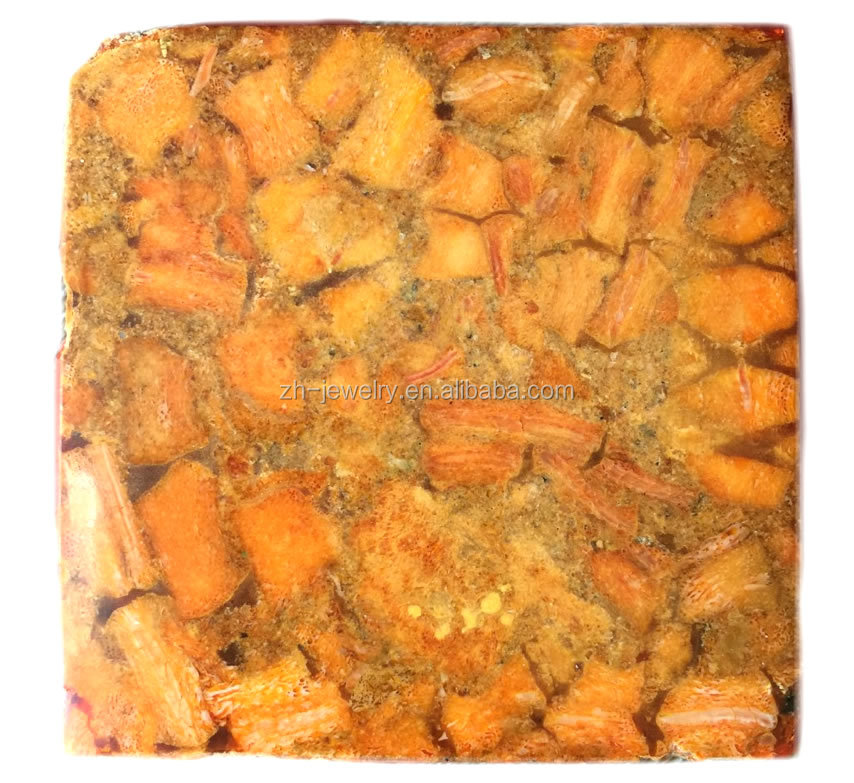 Oranje kleur saamgeperste koraal edelsteen bakstene maak groothandel 30