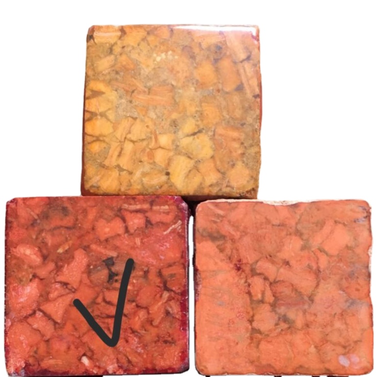 Oranje kleur saamgeperste koraal edelsteen bakstene maak groothandel 32