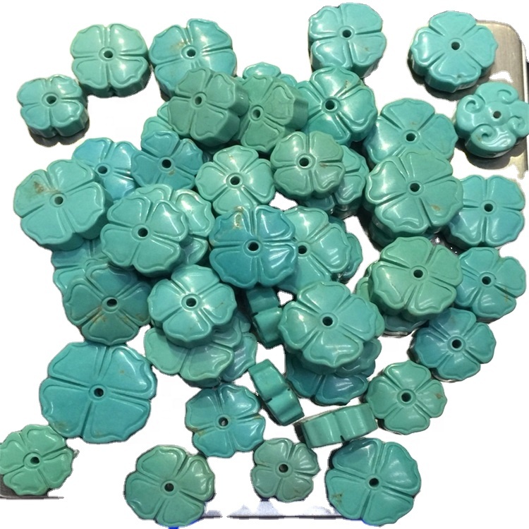 ターコイズビーズかぎ針編みの花のアンティーク中国のターコイズビーズ手ネックレースブレスレットコレクション 6