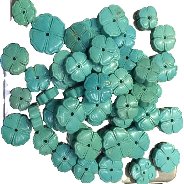 ターコイズビーズかぎ針編みの花のアンティーク中国のターコイズビーズ手ネックレースブレスレットコレクション 10