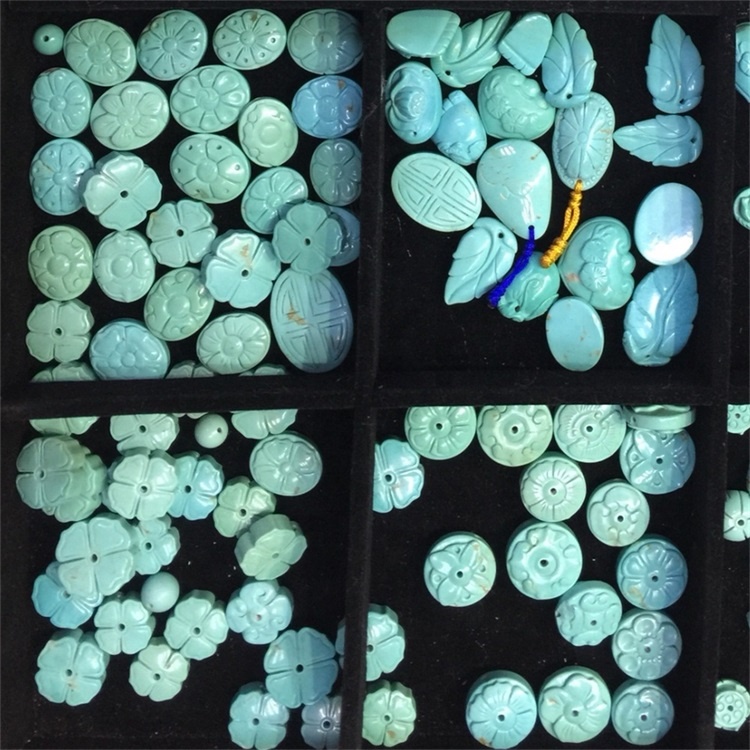 ターコイズビーズかぎ針編みの花のアンティーク中国のターコイズビーズ手ネックレースブレスレットコレクション 8