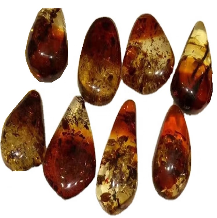 Naturally flowers loose amber cabochons Natural Rich Golden Baltic Amber AAA Rated Pear Cabochon Loose Stones 31