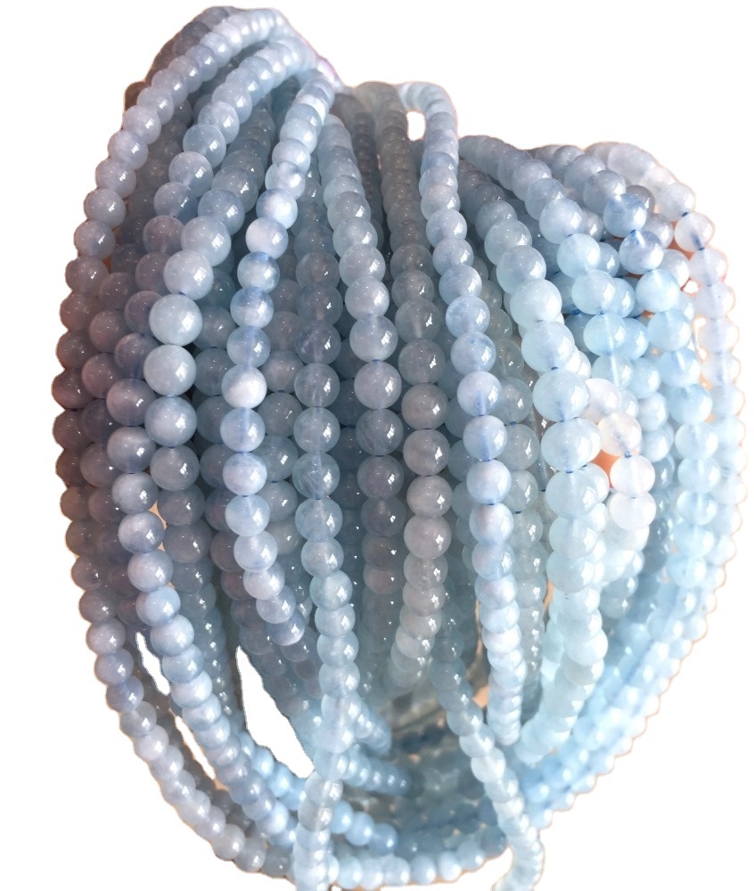 Calibrado Lácteo Aquamarine Contas redondas de pedra solta Fai por xunto 31