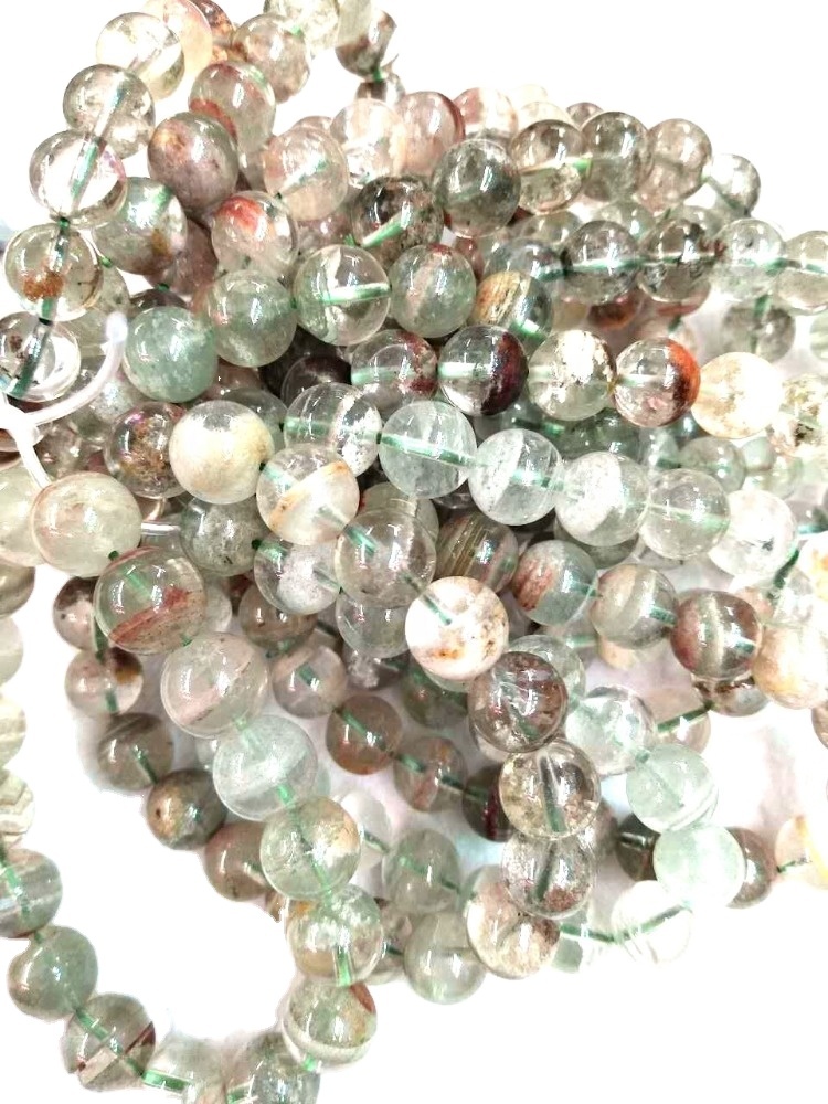 Grade AA-kvalitet Natural Phantom Quartz Round Pärlor Olika storlek gör grossist genom strängar 32