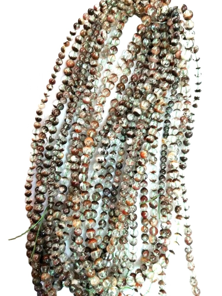 Grade AA-kvalitet Natural Phantom Quartz Round Pärlor Olika storlek gör grossist genom strängar 34