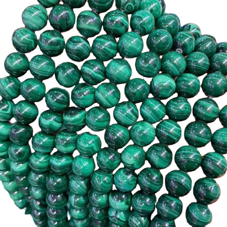 Natyrore Malachite Gurë Gurstone klasës 3A Light Green Smooth Round Lose Beads 9