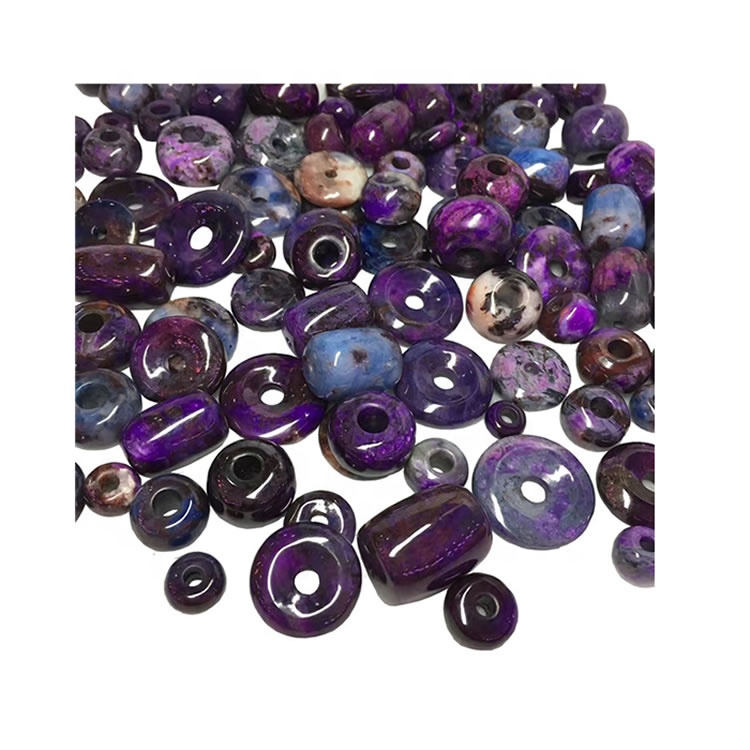 Fabricación de cuentas de piedras preciosas de pulsera de sugilita de piedra natural al por mayor para joyería 34