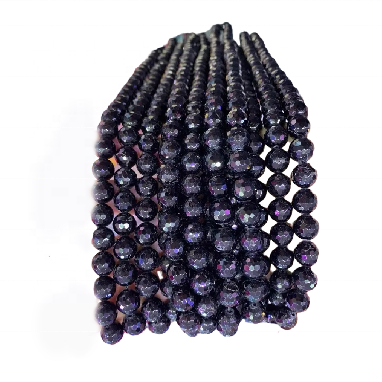 Cuentas de granate rojo vino Piedra preciosa natural Micro Facetada Redondo Perlas sueltas 34