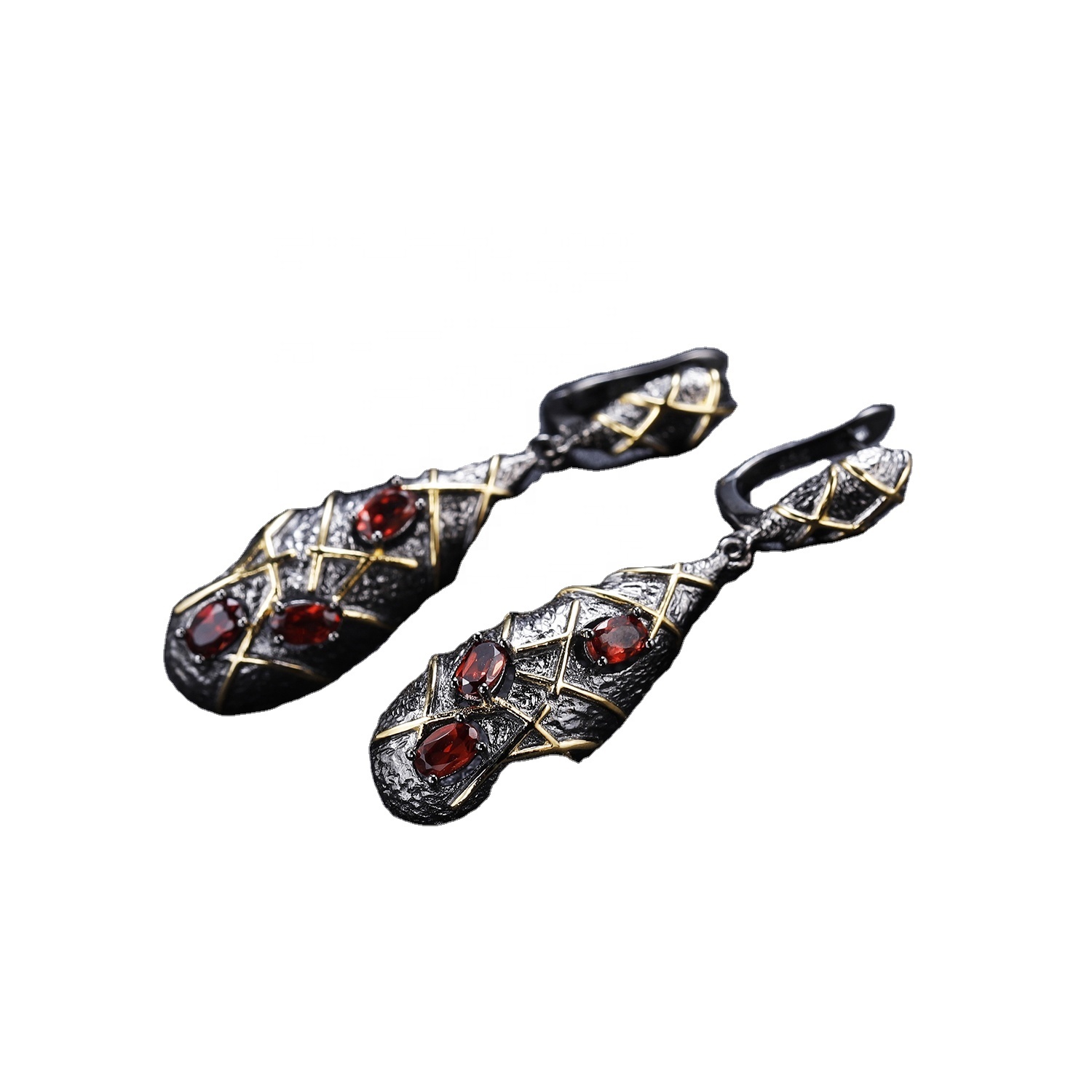 Pozłacane kolczyki rubinowe 32