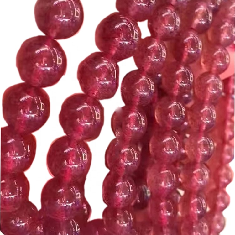 ბუნებრივი 8mm მარწყვის კვარცი mix rcolored & მწვანე მძივები მრგვალი ქვის სამკაულები მიღების ქალთა სამაჯური 10