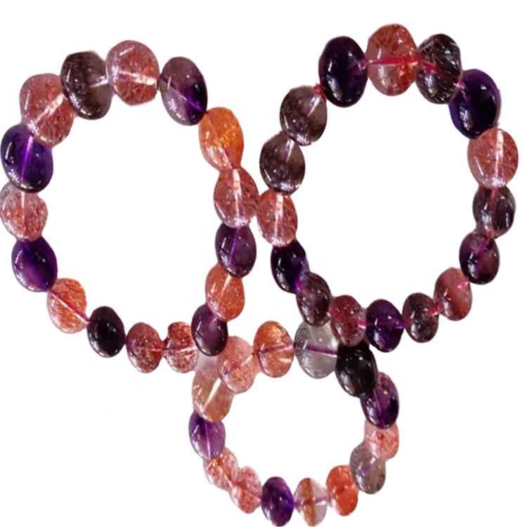 Crveni rutilirani kvarcni okrugli oblik perle narukvice nakit čine veleprodaju prilagodljive narukvice 11