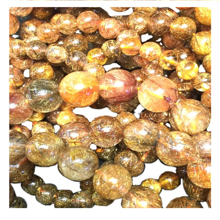 An Bhrasaíl Nádúrtha Copper Grianchloch rutilated Beads Bráisléad Customizable Bracelet 9