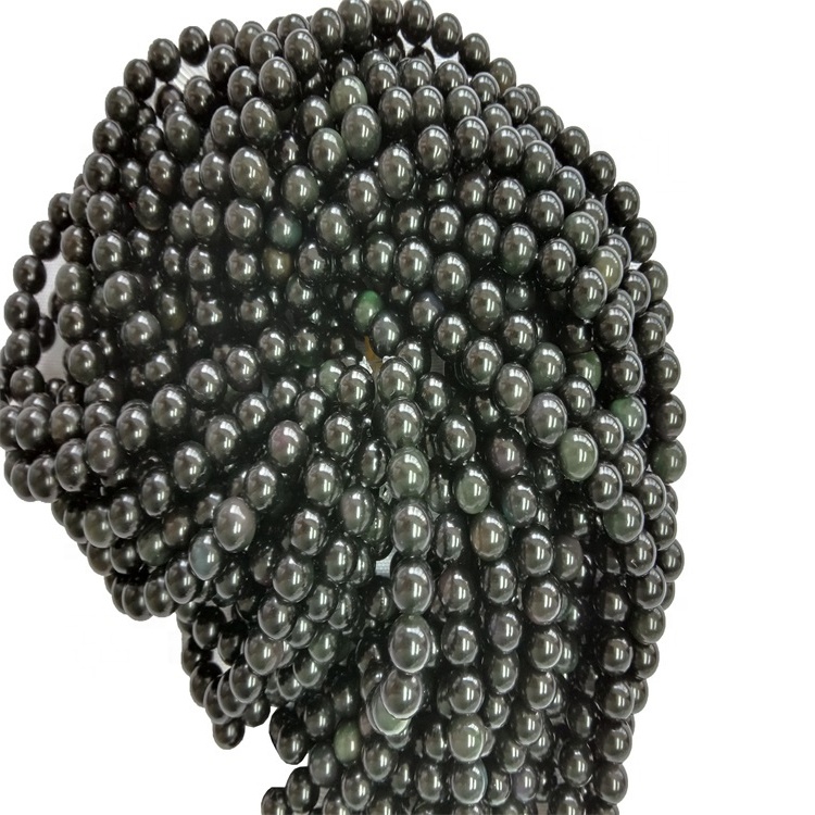 ನೈಸರ್ಗಿಕ ಆಬ್ಸಿಡಿಯನ್ ಮಣಿಗಳು ಸ್ಟ್ರಿಂಗ್ಸ್ ಜೆಮ್ಸ್ಟೋನ್ ಪುರುಷರು ಮತ್ತು ಮಹಿಳಾ ಆಭರಣಗಳು ಮಣಿಗಳಿಂದ ಕೂಡಿವೆ 9