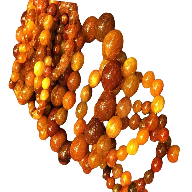 ಕೆಂಪು rutilated Quartz ಮಣಿಗಳು ಸ್ಥಿತಿಸ್ಥಾಪಕ ಕಂಕಣ ರತ್ನದ ಮಣಿಗಳು ಕಸ್ಟಮೈಸ್ ಚಿನ್ನದ ಲೇಪಿತ / ಬೆಳ್ಳಿ ಕಂಕಣ 7