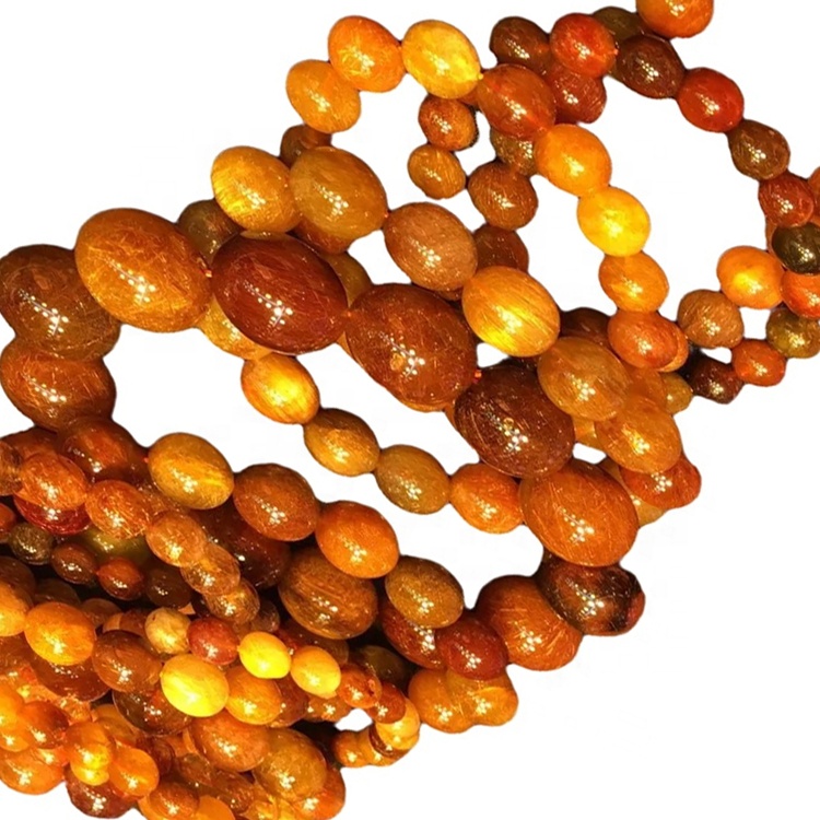 ಕೆಂಪು rutilated Quartz ಮಣಿಗಳು ಸ್ಥಿತಿಸ್ಥಾಪಕ ಕಂಕಣ ರತ್ನದ ಮಣಿಗಳು ಕಸ್ಟಮೈಸ್ ಚಿನ್ನದ ಲೇಪಿತ / ಬೆಳ್ಳಿ ಕಂಕಣ 9