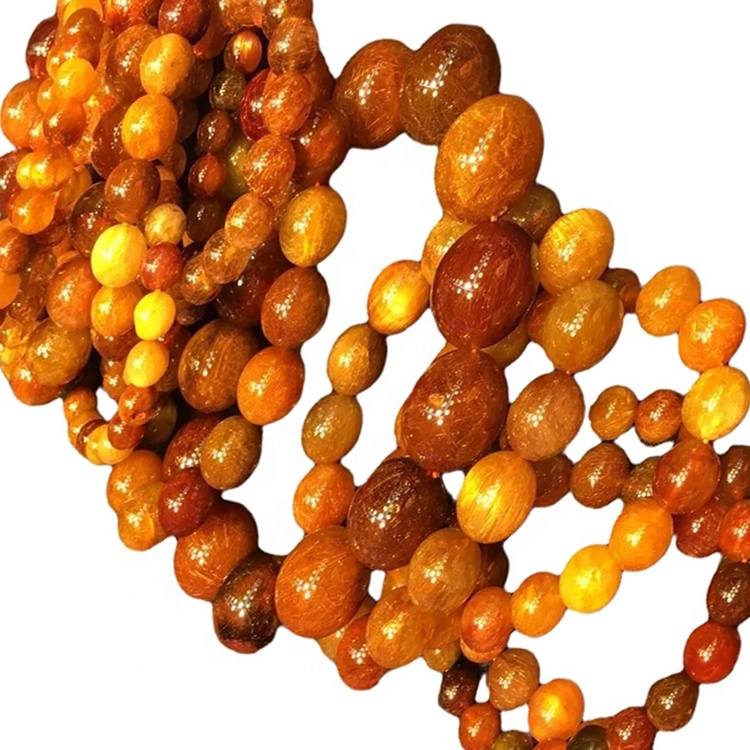 ಕೆಂಪು rutilated Quartz ಮಣಿಗಳು ಸ್ಥಿತಿಸ್ಥಾಪಕ ಕಂಕಣ ರತ್ನದ ಮಣಿಗಳು ಕಸ್ಟಮೈಸ್ ಚಿನ್ನದ ಲೇಪಿತ / ಬೆಳ್ಳಿ ಕಂಕಣ 11