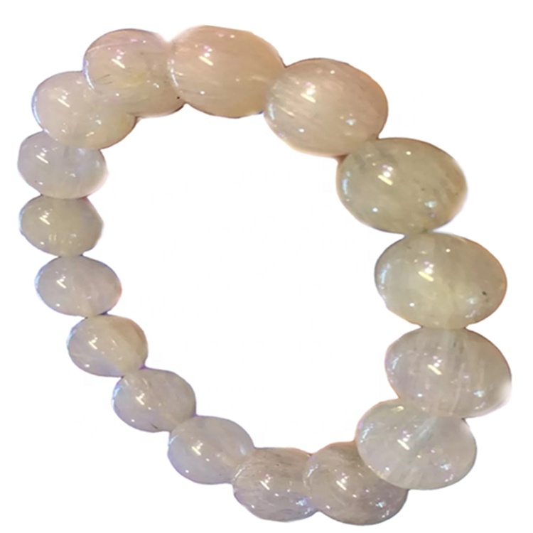 Faceted Apple Cut Helmet Valkoinen Rutaticated Quartz Gemstone Rannekorut Muokattavat rannekkeet 11