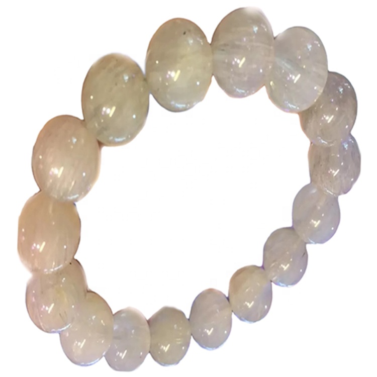 Faceted Apple Cut Helmet Valkoinen Rutaticated Quartz Gemstone Rannekorut Muokattavat rannekkeet 9