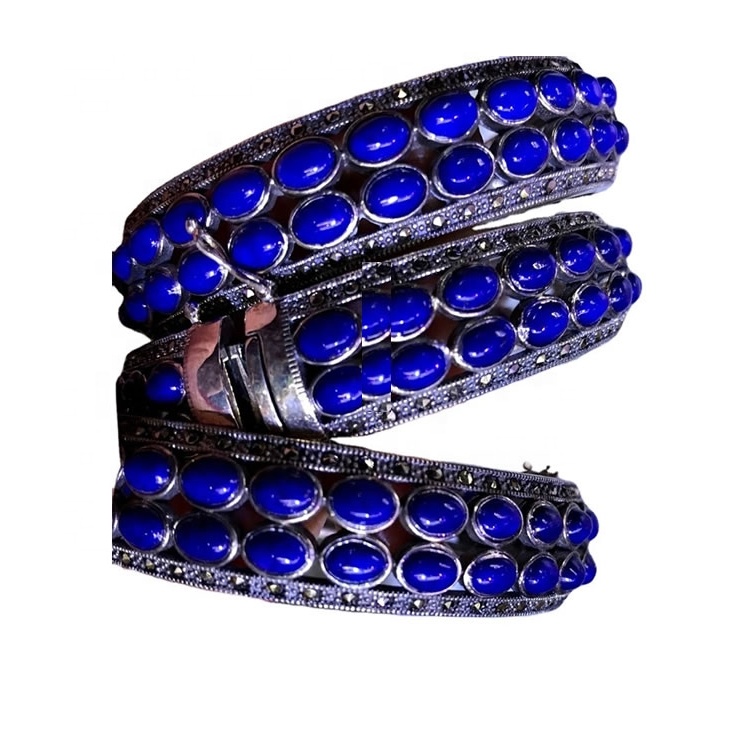 Tee hulgimüük Looduslik labis Lazuli 925 Sterling Silver Bangles Ehted 32